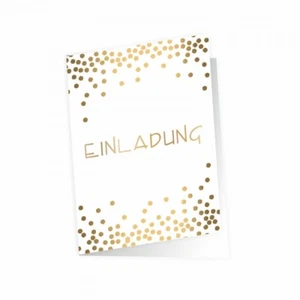 10 elegantes tarjetas de invitación plegables puntos oro incl. 10 sobres blancos - Imagen 1 de 9