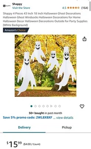 4 Pieces 43 Inch 18 Inch Halloween Ghost Decorations Halloween Ghost Windsocks H - Picture 1 of 8