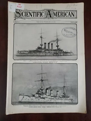 Scientific American February 13 1904 Japanese Navy Ship Shikishima & Adzuma  - Image 1 of 4