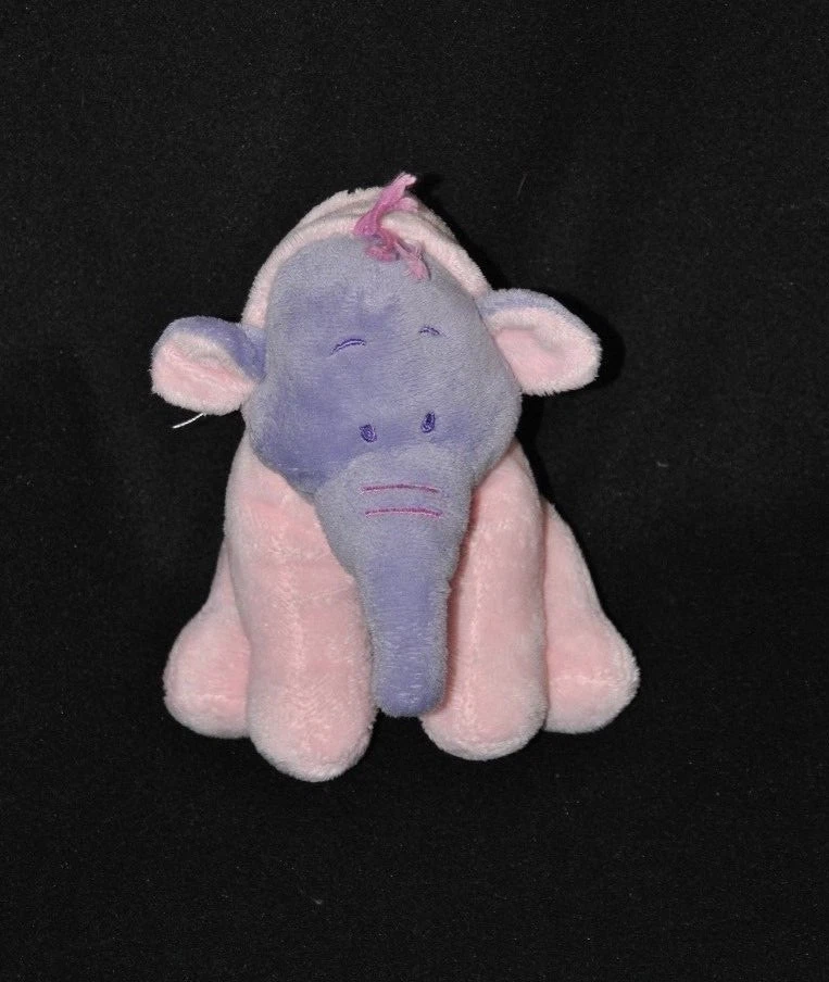 Peluche doudou éléphant mauve Lumpy DISNEY NICOTOY rose capuche 15 cm assis TTBE - Photo 1/2