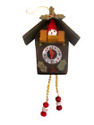 Vintage Cuckoo Clock Christmas Ornament Handmade Wood Dangle Chain