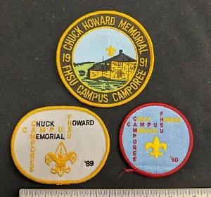 3 parches Chuck Howard Memorial Campus Camporee Scout 1989 1990 1991 BSA008 - Imagen 1 de 5