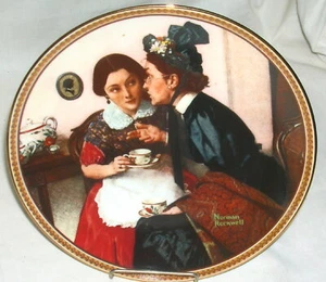 1983 Rockwell's Rediscovered Women Plate GOSSIPING IN THE ALCOVE, COA NRFB - Picture 1 of 3