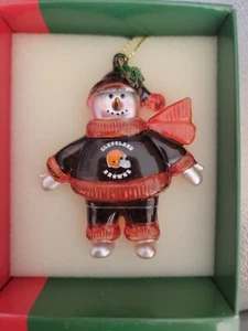 NFL Cleveland Browns muñeco de nieve cristal muñeco de nieve adorno árbol de Navidad - Imagen 1 de 1