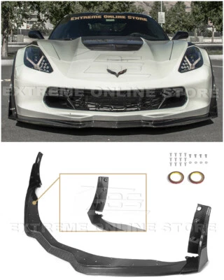 For 14-19 Corvette C7 | Z06 Stage 3 Full CARBON FIBER Front Lip & Side Winglets - Image 1 of 4