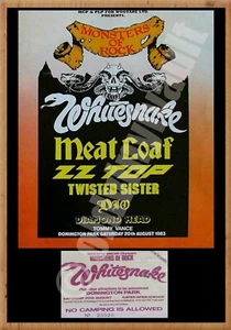 Whitesnake MONSTERS OF ROCK DONINGTON UK 1983 POSTER AND TICKET  A4-A3-A2 SIZES - Picture 1 of 1