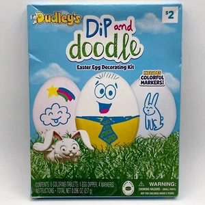 Dudley's Dip and Doodle Easter Egg Decorating Kit w/ 6 Coloring Tablets, Markers - Picture 1 of 3