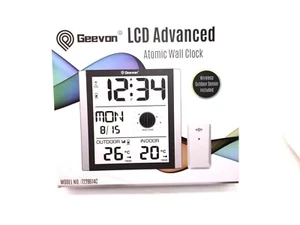 Digital Atomic Wall Clock Temp Calender Alarm Moon Phase With Outdoor Sensor B.O - Picture 1 of 7