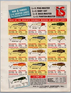 Señuelos de pesca L & S 1955 anuncios impresos Pike Master, Bass Master, Panfish Master - Imagen 1 de 4