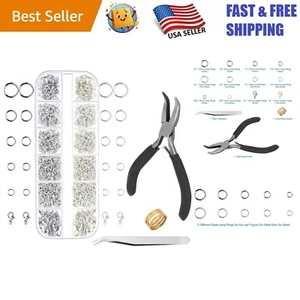 Set Anelli da Salto Versatili per Fare Gioielli - 1200 Pezzi Argento con Pinze e Strumenti - Foto 1 di 9