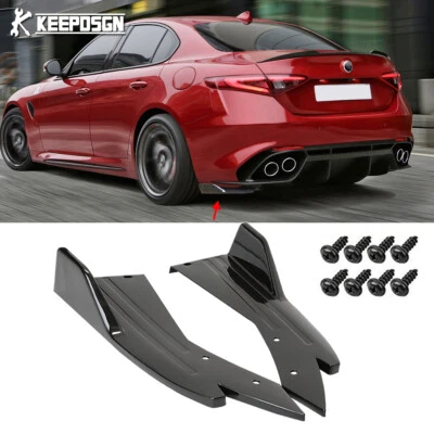 For Alfa Romeo Giulia Gloss Rear Bumper Spoiler Lip Sporty Splitter Diffusers US - Image 1 of 4