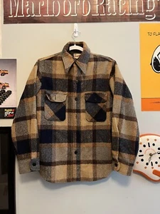 1950s Monterey Club Sportswear Lana Camisa Franela Tamaño a cuadros Grande Grande - Imagen 1 de 7