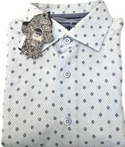 $125 Visconti Black Men's Long Sleeve Cotton Shirt, Blue , M - Picture 1 of 1