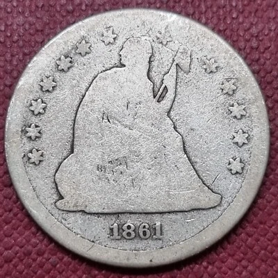 1861 Seated Liberty Quarter 25c Circulated #65787 - Image 1 of 2