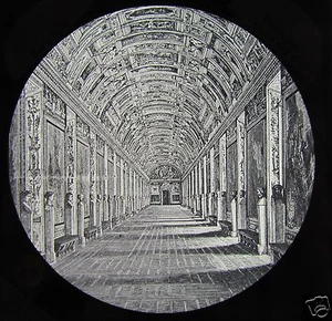 Linterna Mágica de Vidrio Diapositiva LA GALERÍA DE MAPAS C1890 EL VATICANO ROMA ROMA - Imagen 1 de 2