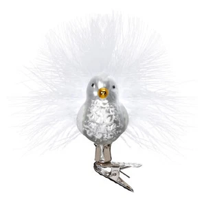 Christbaumschmuck Glas Vogel auf Clip 5cm Federn Weihnachtskugeln Weihnachtsbaum - Bild 1 von 1