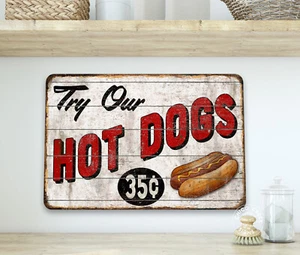 Try Our Hot Dogs Sign Hamburger Stand Cafe Restaurant Decor Diner 108122001054 - Picture 1 of 7