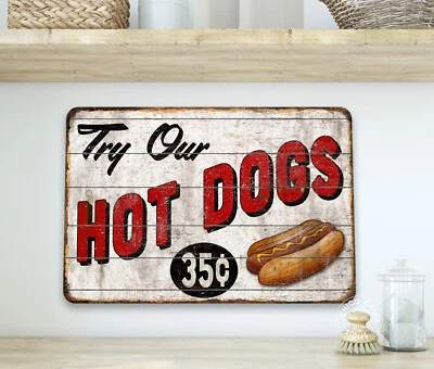Try Our Hot Dogs Sign Hamburger Stand Cafe Restaurant Decor Diner 108122001054 - Image 1 of 4