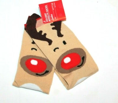 Damas Navidad/Vacaciones Calcetines Guiño Reno Zapato Talla 4-10 Foto 1 de 3