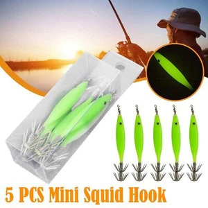 5pcs Luminous Octopus Squid Fishing Lure Jig Hook Night Light Shrimp; G4A6 V9E3 - Picture 1 of 12
