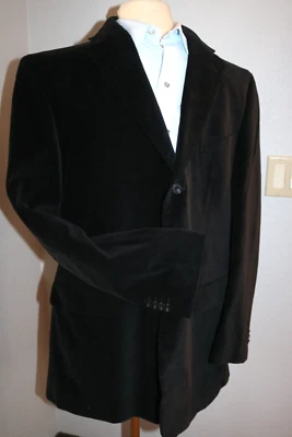 Sean John Jacket Men's Size 44 L Sport Coat Velvet Velour Blazer Black - Imagem 1 de 4