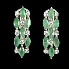 Unheated Marquise Emerald 5x2.5mm Simulated Cz 925 Sterling Silver Earrings