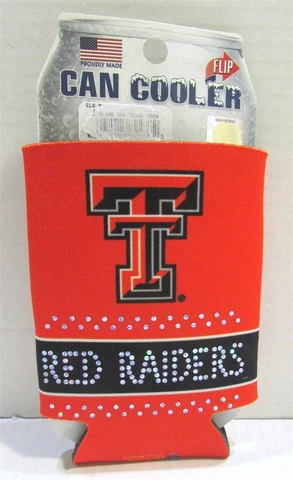 NCAA Texas Tech University Red Raiders Bling 12oz. 2-Sided Can Cooler Koozie Cover