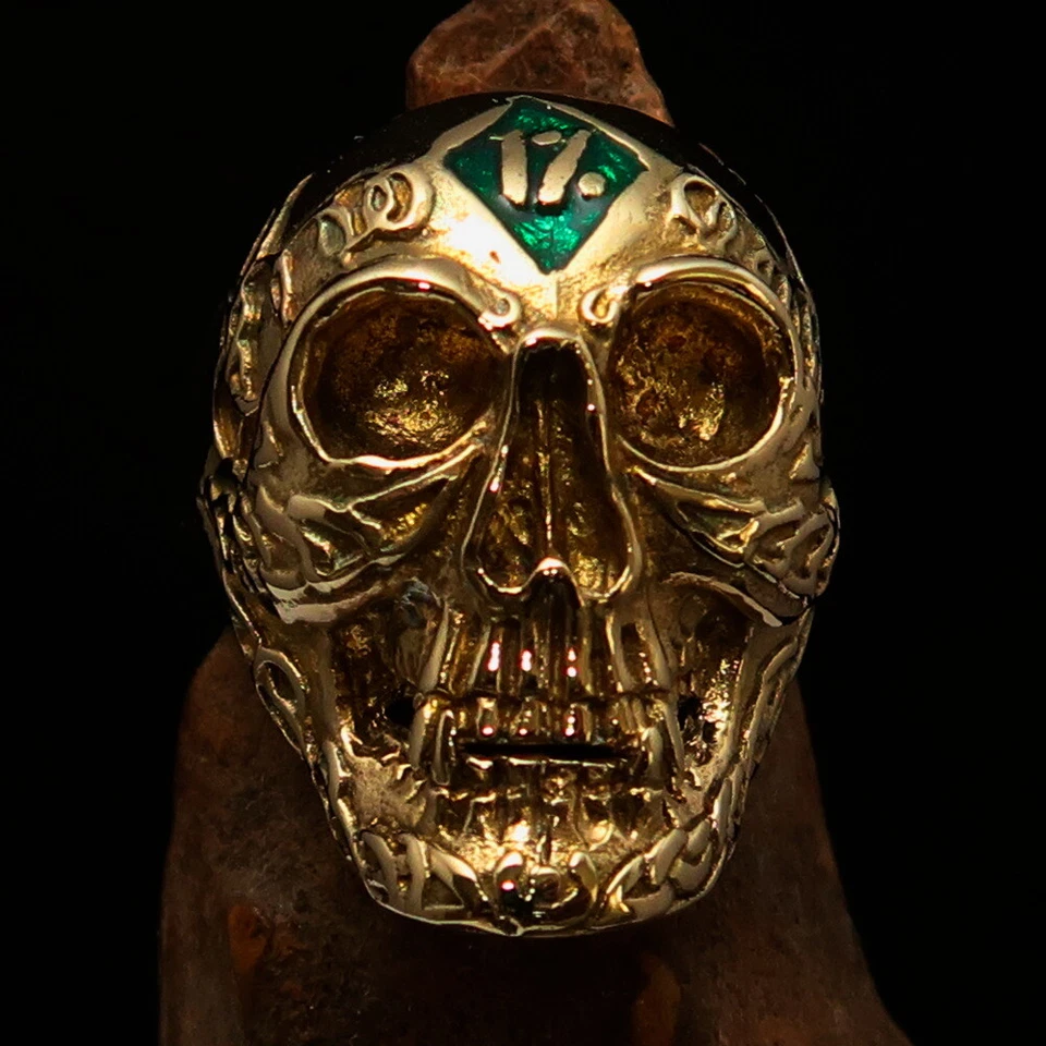 MENS SKULL RING,OUTLAW RING, SKULL BIKER RING, 1% ONE PERCENTER GREEN SIZE 11 - Image 1 of 4