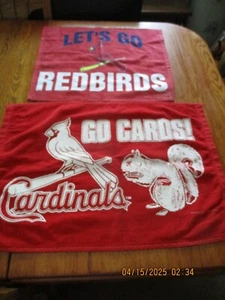 2~RALLY TOWELS~ST. LOUS CARDINALS~LETS GO REDBIRDS&GO CARDS W/ RALLY SQUIRREL~ - Picture 1 of 5