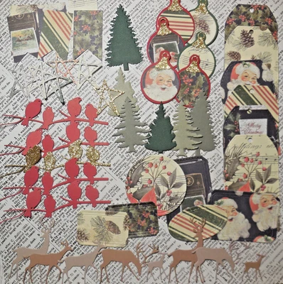50 Troquelados de Navidad Punchies Árboles Ciervos Etiquetas Pájaros Diario Chatarra Libro de Recortes Foto 1 de 4
