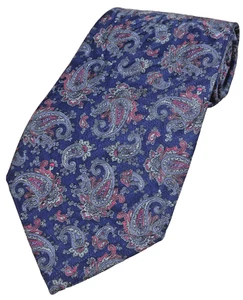 Andhurst Herren 3 1/2" Krawatte 90 % Polyester 10 % Seide blau kleine Paisley Hergestellt in den USA - Bild 1 von 5