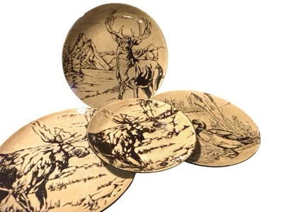 Juego de platos de vida silvestre de roble musgo 4 piezas alce pato alce 3 cenas 1 ensalada Foto 1 de 4