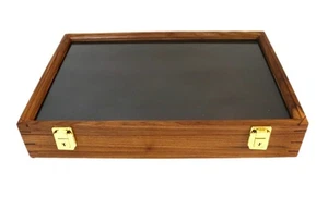 Gun Display Case Pistol 18 x 12 x 4 Revolver Walnut & Black Wood USA Shadow Box - Picture 1 of 15