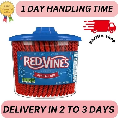 RED VINES Twists Original Red Licorice Bulk Candy Jar 5 lbs. - Imagem 1 de 4
