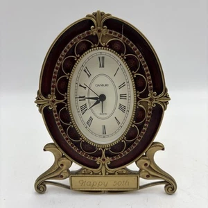 DANBURY Things Remembered Desktop Clock Swarovski ORNATE Burgundy Gold 50th Annv - Picture 1 of 5