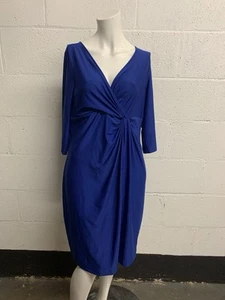Avon Paris Damen blaues Midikleid mit Wickeldetail 3/4-Arm Gr. 14-16 - Bild 1 von 4