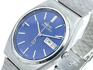 Vintage SEIKO KING QUARTZ Men’s Watch Quartz Blue Dial 5856-8070 KANJI Day Date - Imagen 1 de 17