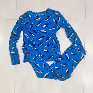 Gap Kids 100% Organic Cotton Christmas Shark PJ Set Size 10 - Picture 1 of 8