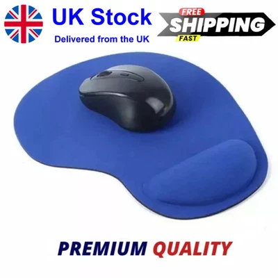 ANTI-SLIP MOUSE MAT PAD WITH Foam WRIST SUPPORT PC & LAPTOP ~UK SELLER Blue 1pcs - Image 1 of 4