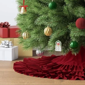 48" Velvet Tree Skirt with 3 Layers of Ruffles - Wondershop - Picture 1 of 5
