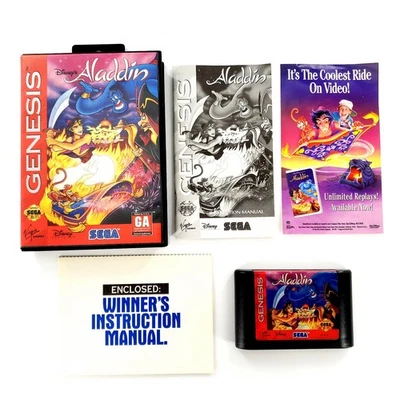 Disney's Aladdin (Sega Genesis, 1993) Authentic Complete Tested & Works - Image 1 of 4