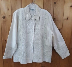 Coldwater Creek 100% Silk, Elegant Cream Jacket Blouse Soutache Embellishment L - Picture 1 of 10