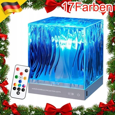 Nordlicht Aurora Projektor Lampe,17 Farben RGB,LED Ozean Welle Würfel Nachtlicht - Bild 1 von 4