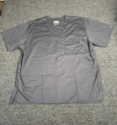 WonderWink WonderWORK Men’s Scrub Top XL Gray Medical Uniform Stretch Comfort - Image 1 of 4