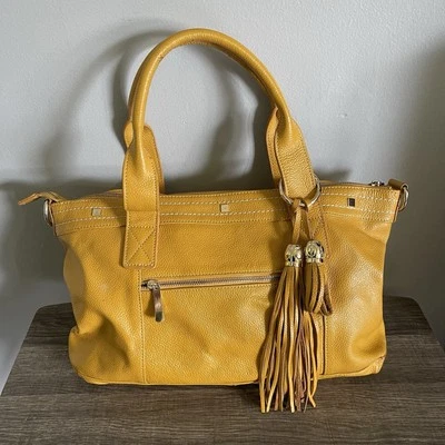 Bolsa de ombro feminina Cuore and Pelle couro genuíno amarelo mostarda bronzeado - Imagem 1 de 4