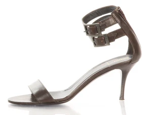 FENDI Brown Leather Sandals, Size 39 9 Shoes ~ An alluring lift! - Picture 1 of 5