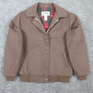 Vintage LL Bean Jacket Womens Small Brown Plaid Flannel Lined Barn Field Farm - Picture 1 of 9
