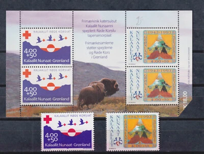 (Groenlandia) 1993 Sc B17/8,B18a Set MNH, Cruz Roja, Pájaro.. v2288 Foto 1 de 2