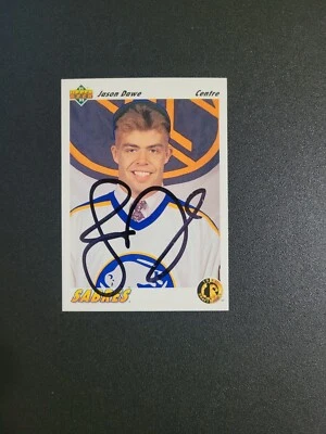 1991-92 Upper Deck Jason Dawe Sabres Auto Autographed Signed Card - Image 1 of 2