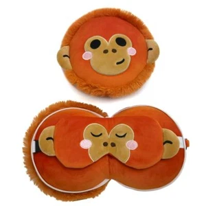 RELAXEAZZZ ORANGUTAN SUPER SOFT PLUSH TRAVEL CUSHION PILLOW & EYE MASK BNWT PUK - Picture 1 of 1